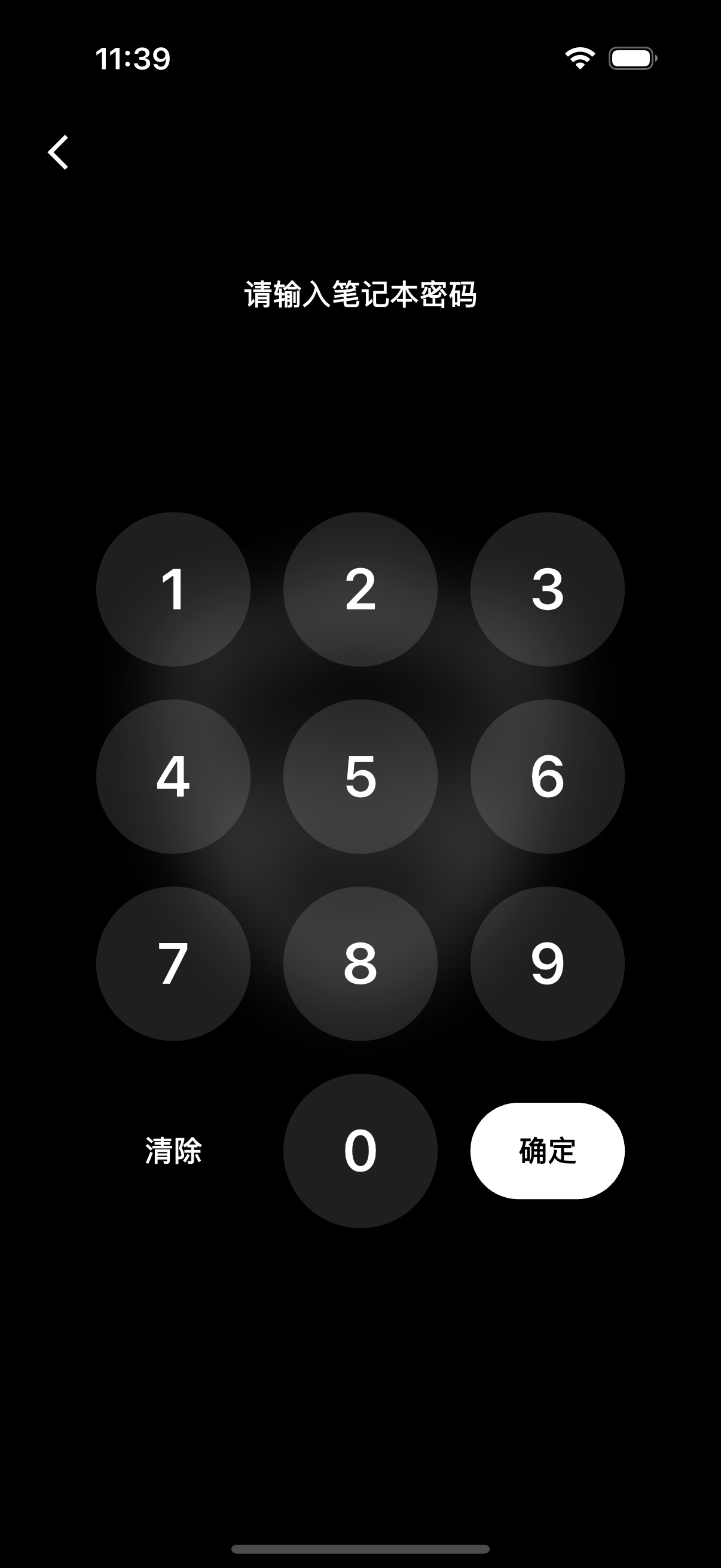 隐记隐私保护箱的密码输入界面